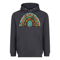 Smoke Western Rainbow with Leopard and Gemstone Heavyweight Hoodie - texasbilliewilder