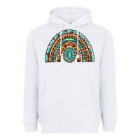 White Western Rainbow with Leopard and Gemstone Heavyweight Hoodie - texasbilliewilder