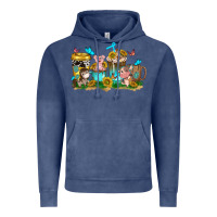 Vintage Denim farm cute animals with sunflower coffee cups Vintage Hoodie - NancyCooperArtShop