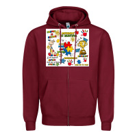 Burgundy autism Zipper Hoodie - Artiststas