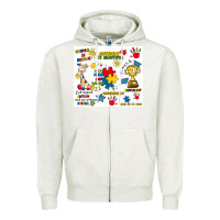 Oatmeal Heather autism Zipper Hoodie - Artiststas