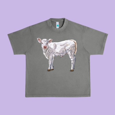 Charolais Calf Urban Heavy Tee Designed By Lillyallendesigns