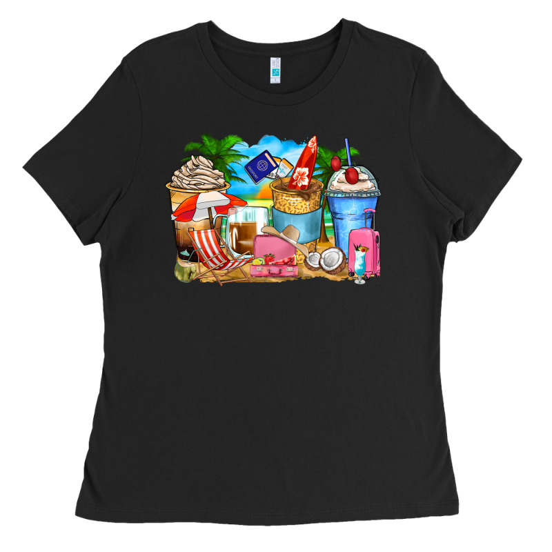 Travel Coffee Cups Ladies Tee by Zillion Design Studio | Teevron