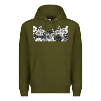 Army Green black and white floral Premium Hoodie - TumblerDesignByShophia