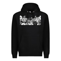 Black black and white floral Premium Hoodie - TumblerDesignByShophia