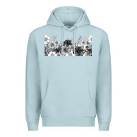 Blue Mist black and white floral Premium Hoodie - TumblerDesignByShophia