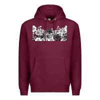 Burgundy black and white floral Premium Hoodie - TumblerDesignByShophia