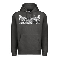 Charcoal Heather black and white floral Premium Hoodie - TumblerDesignByShophia