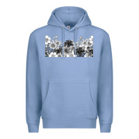 Colony Blue black and white floral Premium Hoodie - TumblerDesignByShophia