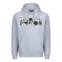 Heather Grey black and white floral Premium Hoodie - TumblerDesignByShophia