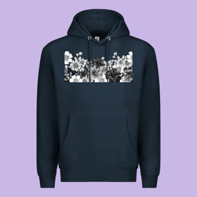 Black And White Floral Premium Hoodie Designed By Tumblerdesignbyshophia