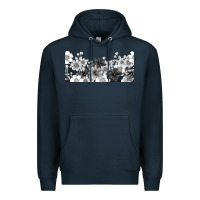 Navy black and white floral Premium Hoodie - TumblerDesignByShophia