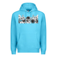 Ocean Blue black and white floral Premium Hoodie - TumblerDesignByShophia