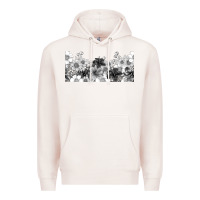 Pale Pink black and white floral Premium Hoodie - TumblerDesignByShophia