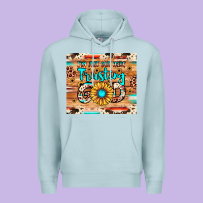 I'm Just Out Here Trusting God Premium Hoodie Designed By Jahusdesignshop