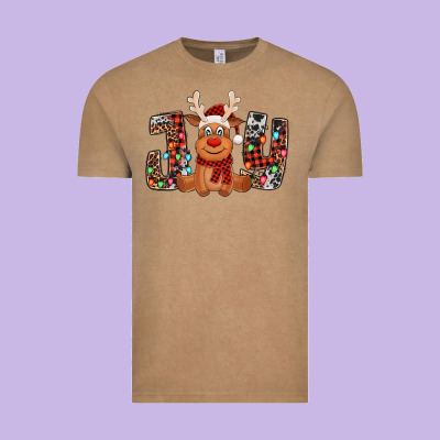 Joy Christmas Reindeer Vintage Tee Designed By Jasminsmagicworld