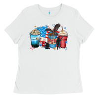 White usa coffee cups Ladies Tee - Zillion Design Studio