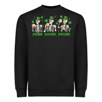 Black drink drank drunk st. patricks day skeletons Heavyweight Sweatshirt - MaliasSmallBusiness