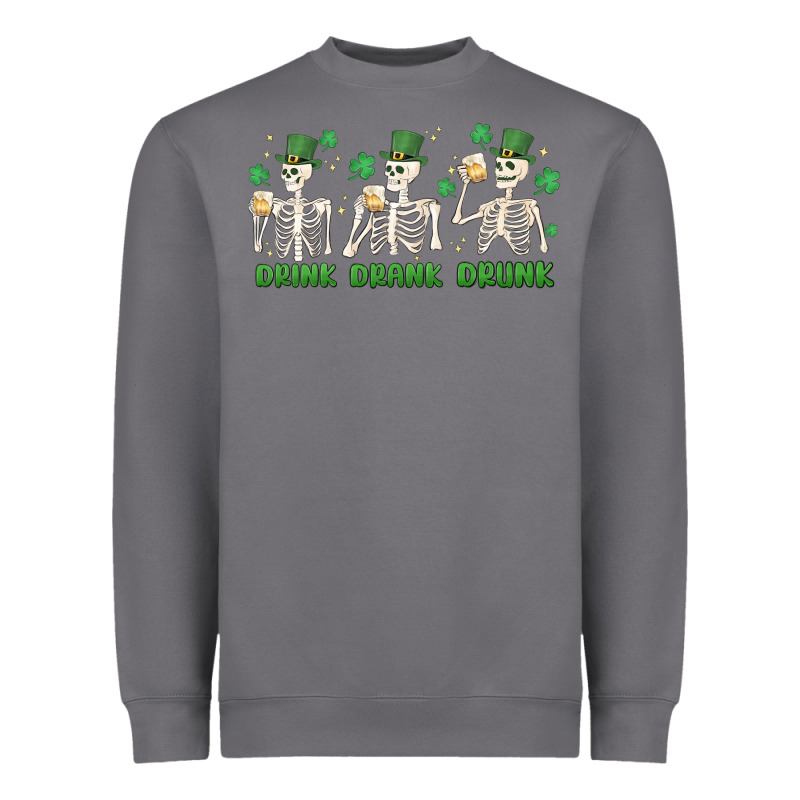 Drink Drank Drunk St. Patricks Day Skeletons Heavyweight Sweatshirt by MaliasSmallBusiness | Teevron