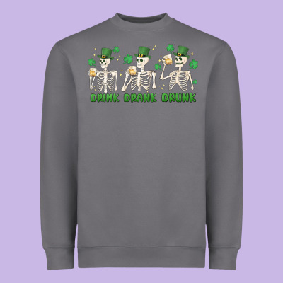 Drink Drank Drunk St. Patricks Day Skeletons Heavyweight Sweatshirt Designed By Maliassmallbusiness