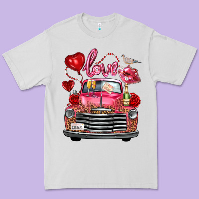 Valentine's Day Truck Love Bird Letter Premium Tee Designed By Fadigitalartstudio