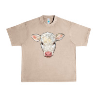 French Oak charolais calf face Urban Heavy Tee - LillyAllenDesigns