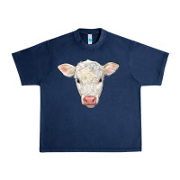 Navy charolais calf face Urban Heavy Tee - LillyAllenDesigns