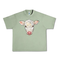 Oil Green charolais calf face Urban Heavy Tee - LillyAllenDesigns