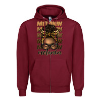 Burgundy melanin afro messy bun Zipper Hoodie - Artiststas