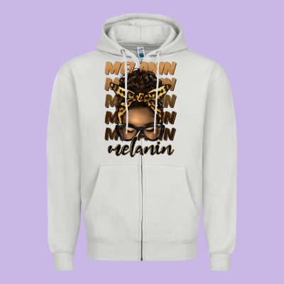 Melanin Afro Messy Bun Zipper Hoodie Designed By Artiststas
