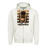Oatmeal Heather melanin afro messy bun Zipper Hoodie - Artiststas