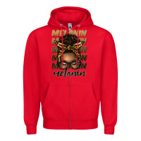 Red melanin afro messy bun Zipper Hoodie - Artiststas