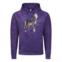 Cloud Purple wolf Vintage Hoodie - LillyAllenDesigns