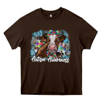 Chocolate Brown autism awareness 2 Heavy Core Tee - SublimationCraftShop