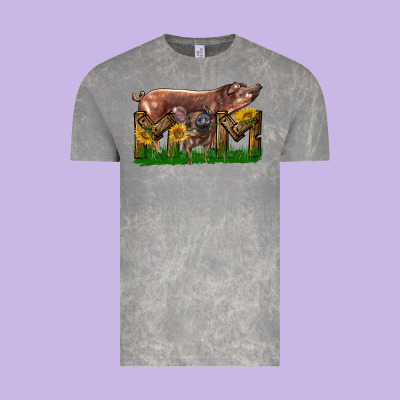 Western Mom With Duroc Pig And Baby Pig Vintage Tee Designed By Lillyallendesigns