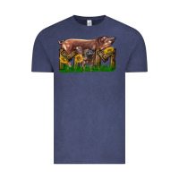 Vintage Denim Western Mom With Duroc Pig And Baby Pig Vintage Tee - LillyAllenDesigns