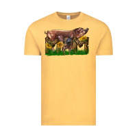 Vintage Mustard Western Mom With Duroc Pig And Baby Pig Vintage Tee - LillyAllenDesigns