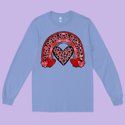 Valentines Heart Rainbow Long Sleeve Tee Designed By Jahusdesignshop