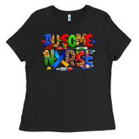 Black ausome autism nurse Ladies Tee - Zillion Design Studio