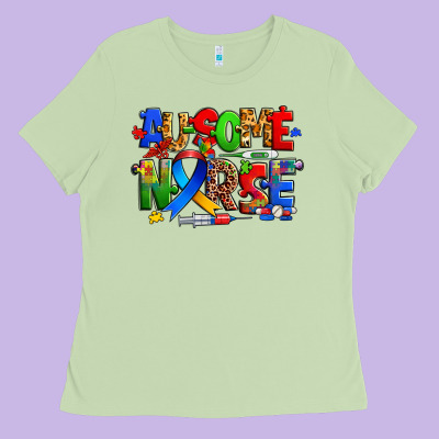 Ausome Autism Nurse Ladies Tee Designed By Zillion Design Studio