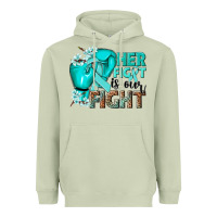 Matcha Her fight is our fight Ovarian Cancer teal ribbon Heavyweight Hoodie - NancyCooperArtShop