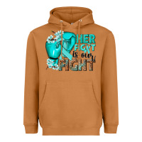 Meerkat Her fight is our fight Ovarian Cancer teal ribbon Heavyweight Hoodie - NancyCooperArtShop