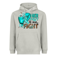 Moon Dust Her fight is our fight Ovarian Cancer teal ribbon Heavyweight Hoodie - NancyCooperArtShop