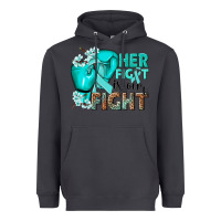 Smoke Her fight is our fight Ovarian Cancer teal ribbon Heavyweight Hoodie - NancyCooperArtShop