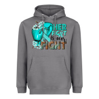 Storm Her fight is our fight Ovarian Cancer teal ribbon Heavyweight Hoodie - NancyCooperArtShop