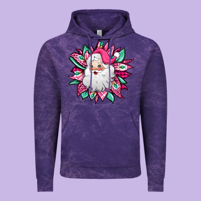 Pink Christmas Santa Claus Sunflower Vintage Hoodie Designed By Jasminsmagicworld