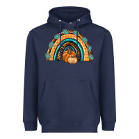 Navy Rainbow Thankful with Gemstone Heavyweight Hoodie - texasbilliewilder