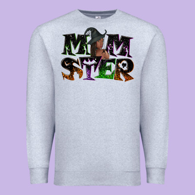 Momster With Witch Premium Sweatshirt Designed By Nancycooperartshop