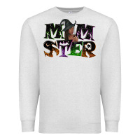 Oatmeal Heather Momster with witch Premium Sweatshirt - NancyCooperArtShop