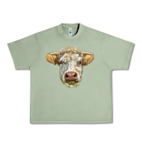 Oil Green Charolais bull face Urban Heavy Tee - LillyAllenDesigns